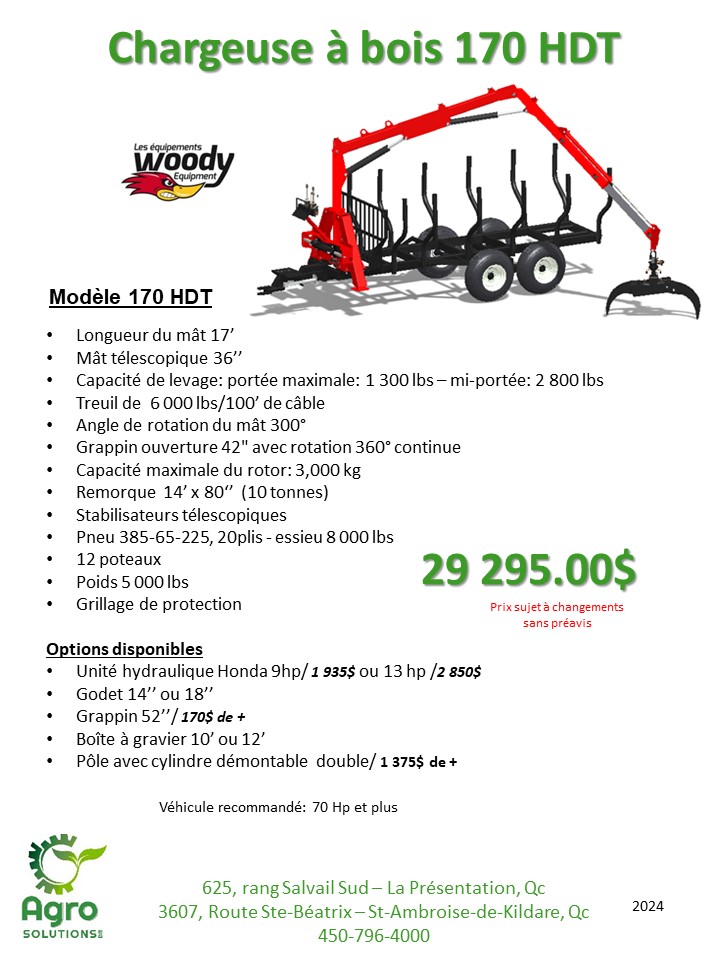 2023,chargeuses à bois 170-HDT de Woody