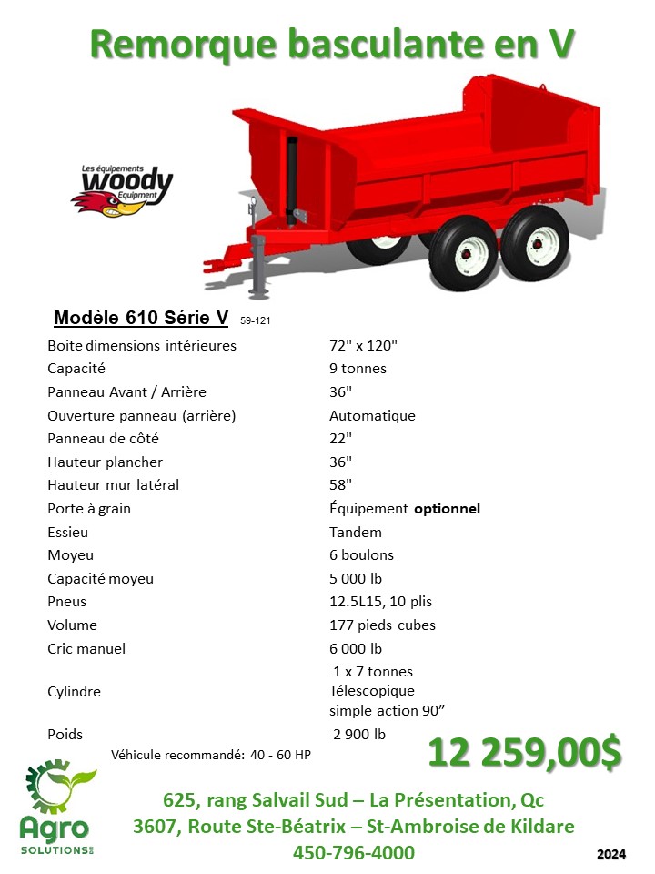 Remorque basculante 612 série V de Woody