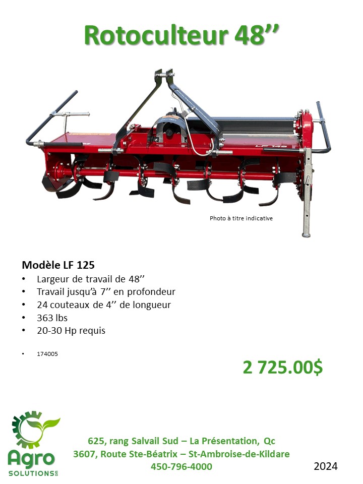 LF125 rotoculteur pour tracteur